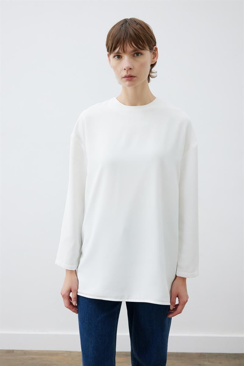 EVA KREP BASIC BLUZ BEYAZ