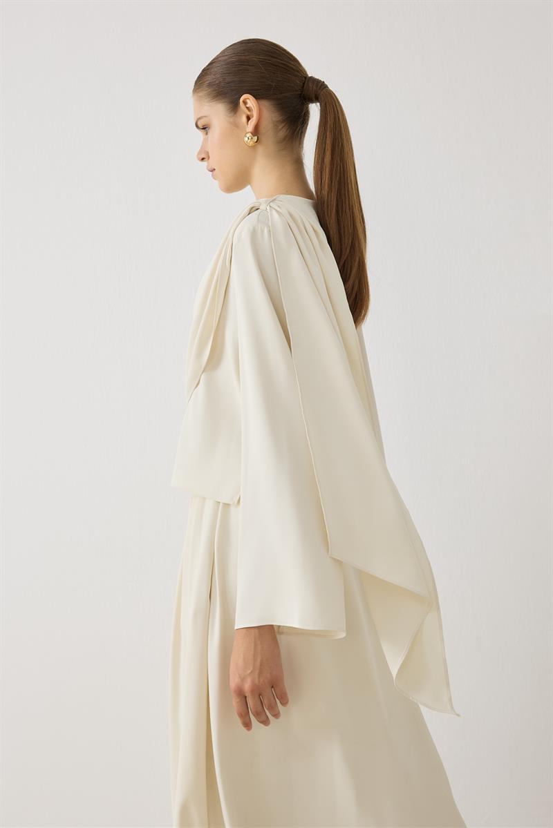 FERAL SHAWL DETAILED SKIRT SUIT ECRU
