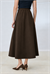 FLAM GABARDINE FLARED SKIRT BROWN