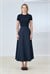 FLAM GABARDINE FLARED SKIRT NAVY BLUE