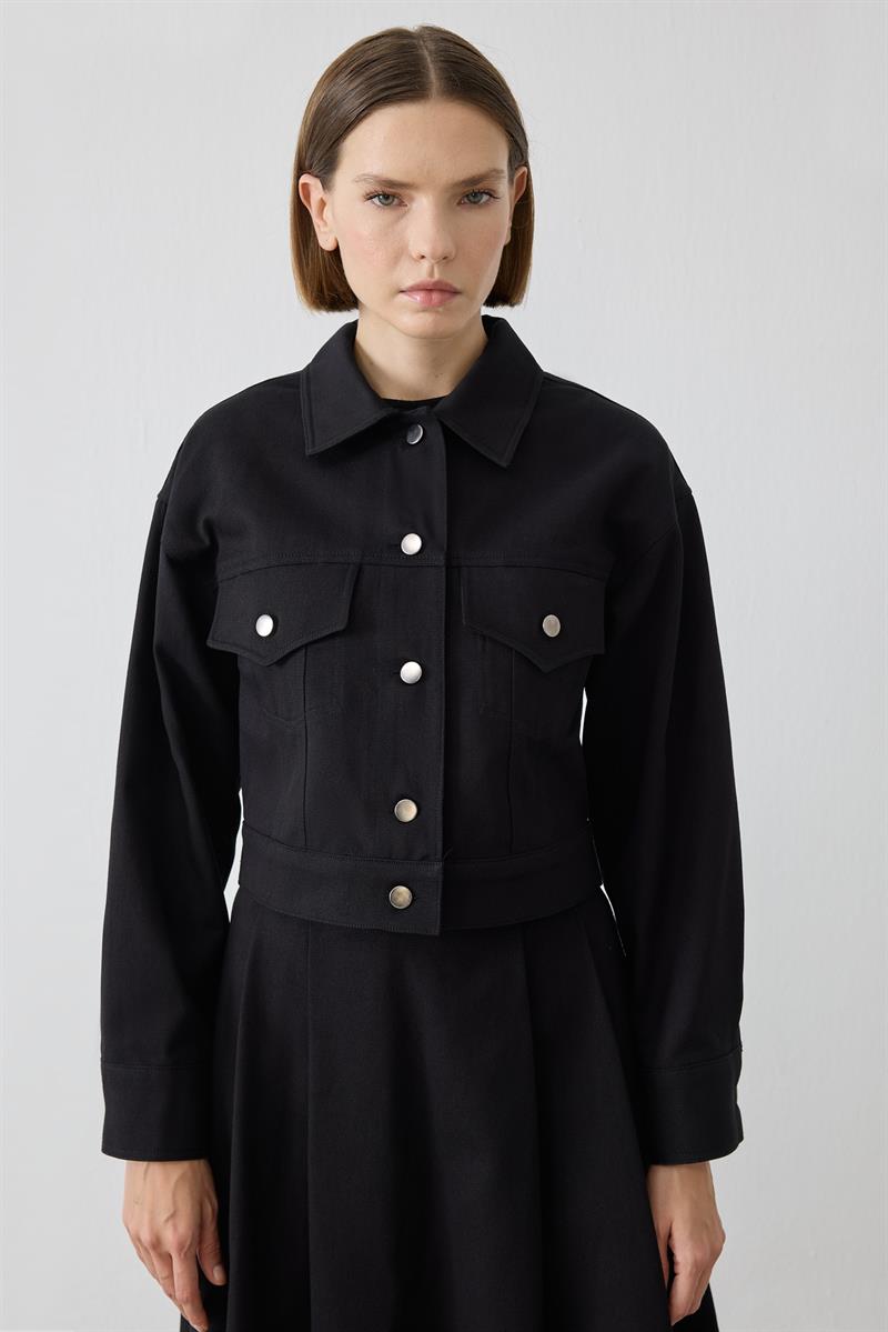 FLAM GABARDİN SPOR CEKET SİYAH