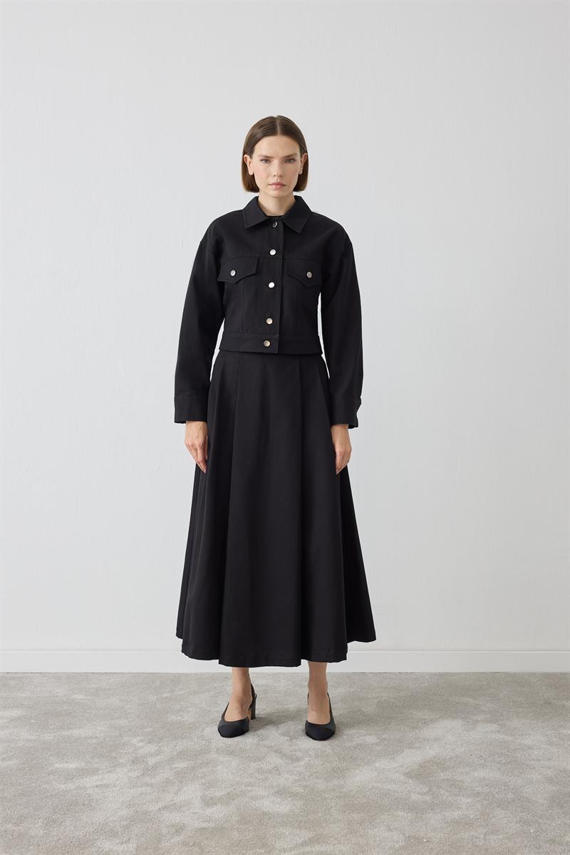 FLAM GABARDİN SPOR CEKET SİYAH