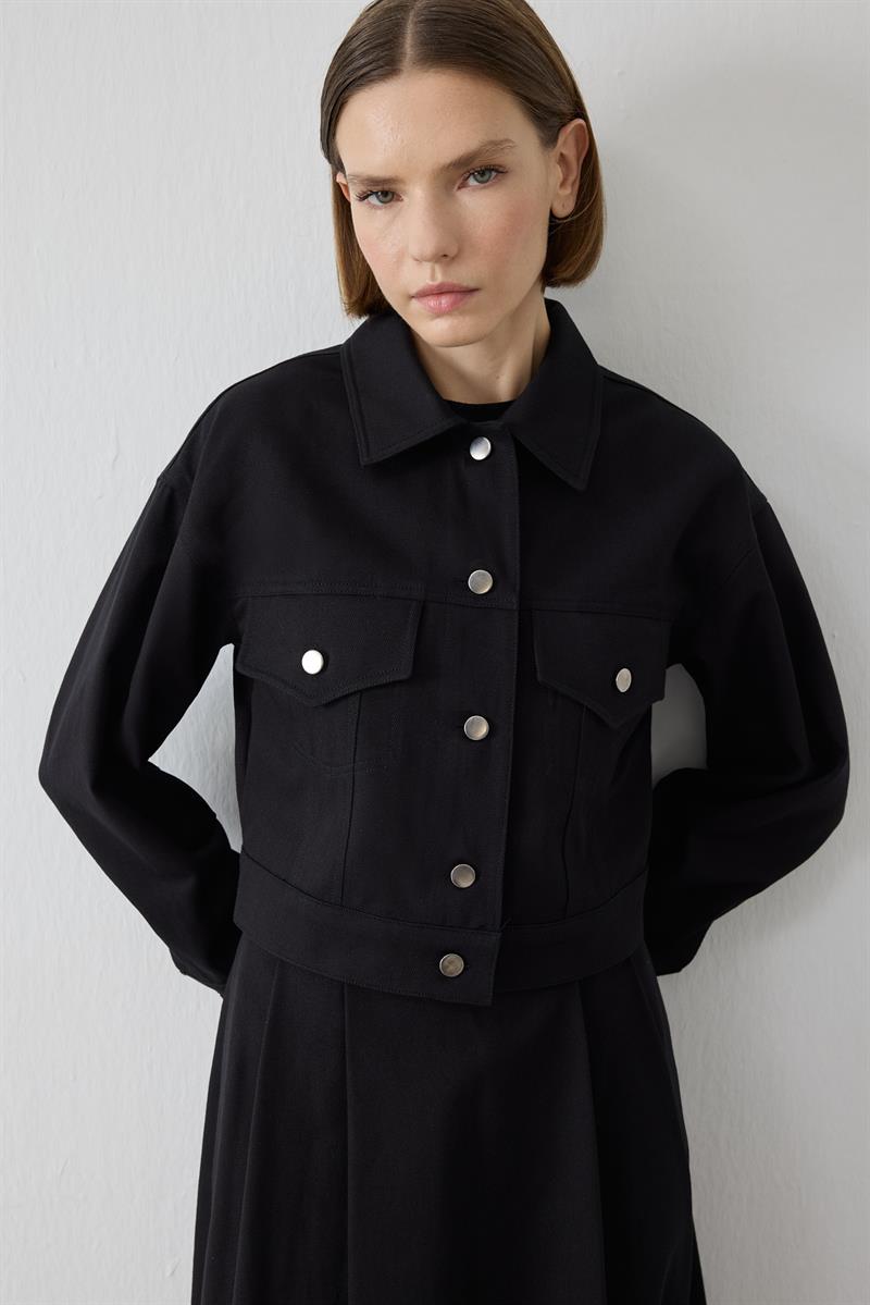 FLAM GABARDİN SPOR CEKET SİYAH