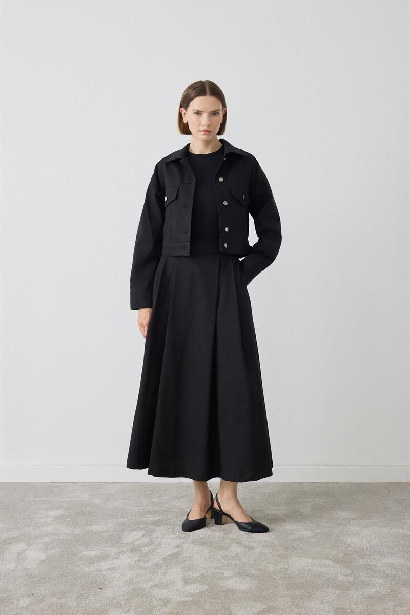 FLAM GABARDİN SPOR CEKET SİYAH