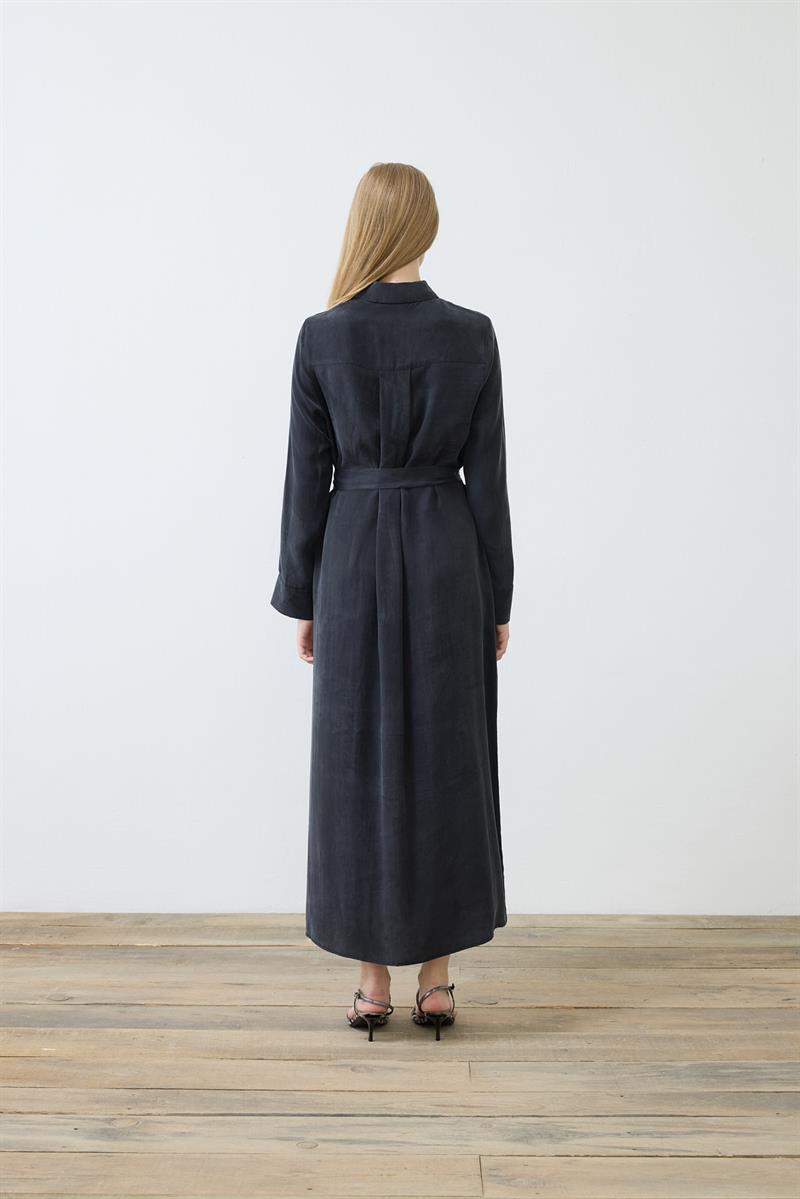 GLORIA WASHED SILK DRESS BLACK