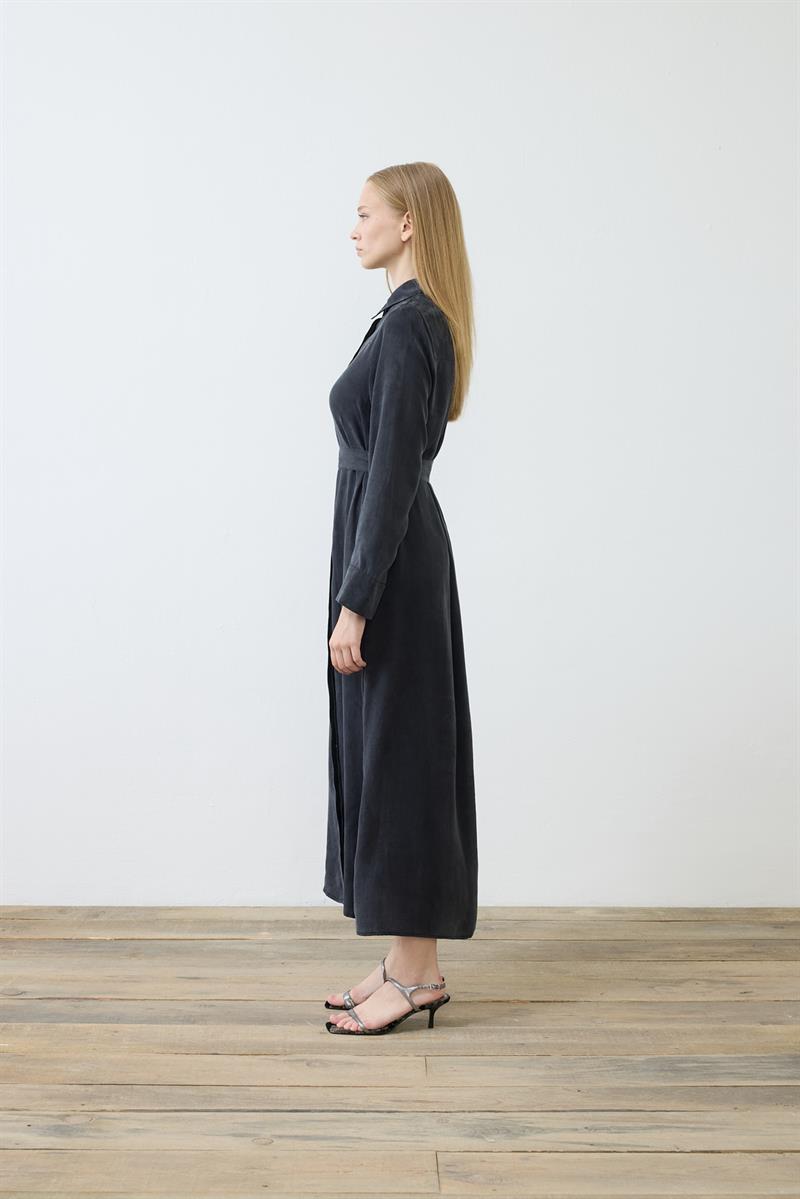 GLORIA WASHED SILK DRESS BLACK