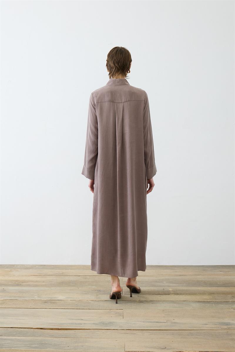 GLORIA WASHED SILK SHIRT DRESS ETOUPE
