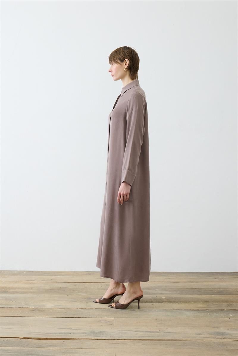 GLORIA WASHED SILK SHIRT DRESS ETOUPE