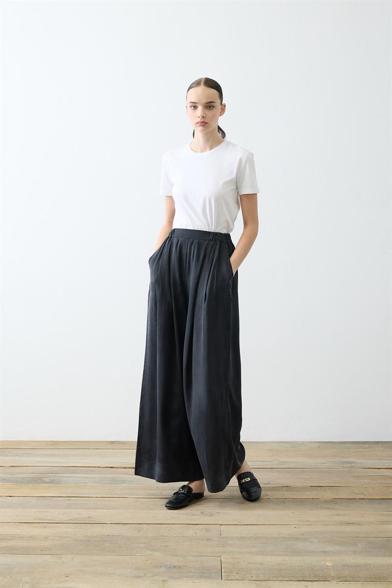 GLORIA WASHED SILK LONG SHIRT PANTS SET BLACK