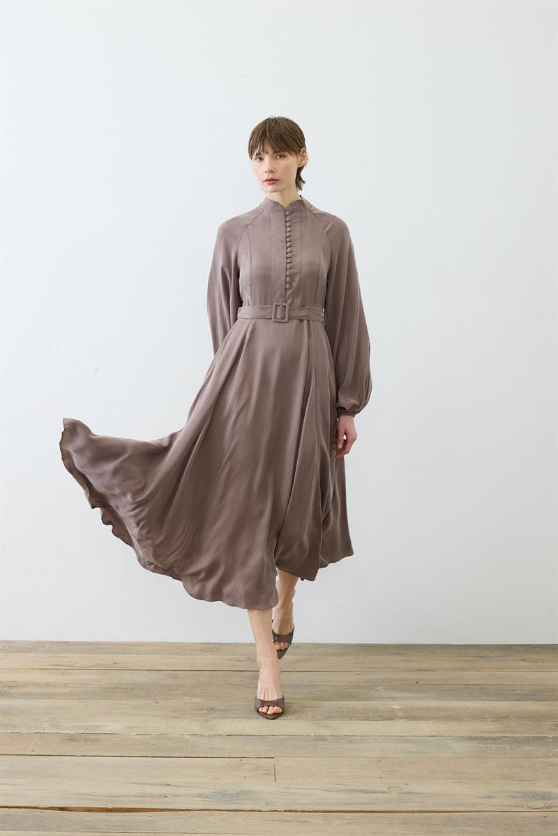 GLORIA HALF STRAPPED SHIRT DRESS ETOUPE