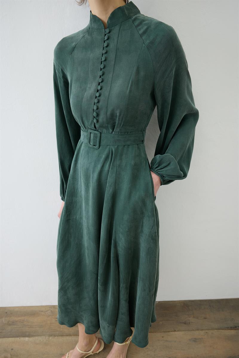 GLORIA HALF BRIT BUTTONED SHIRT DRESS KHAKI