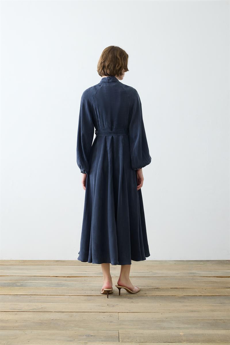 GLORIA HALF BRIT BUTTONED SHIRT DRESS NAVY BLUE