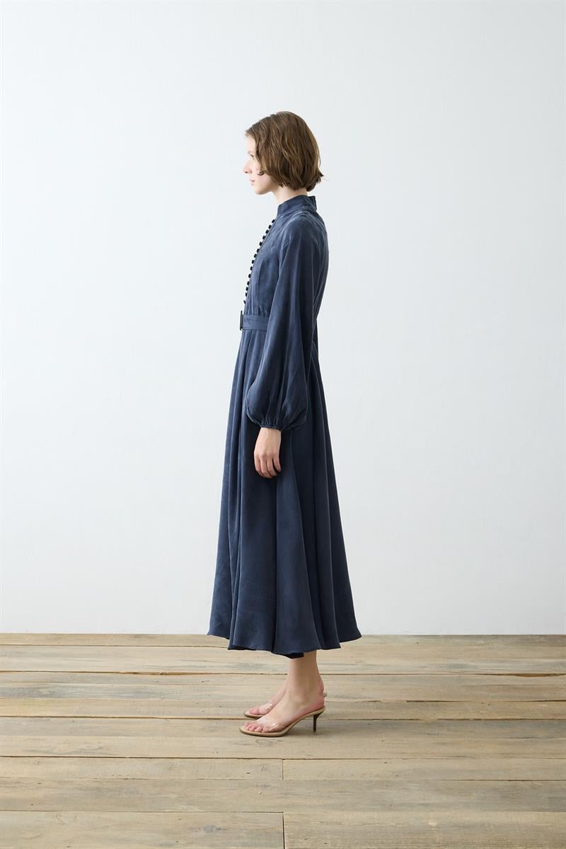 GLORIA HALF BRIT BUTTONED SHIRT DRESS NAVY BLUE