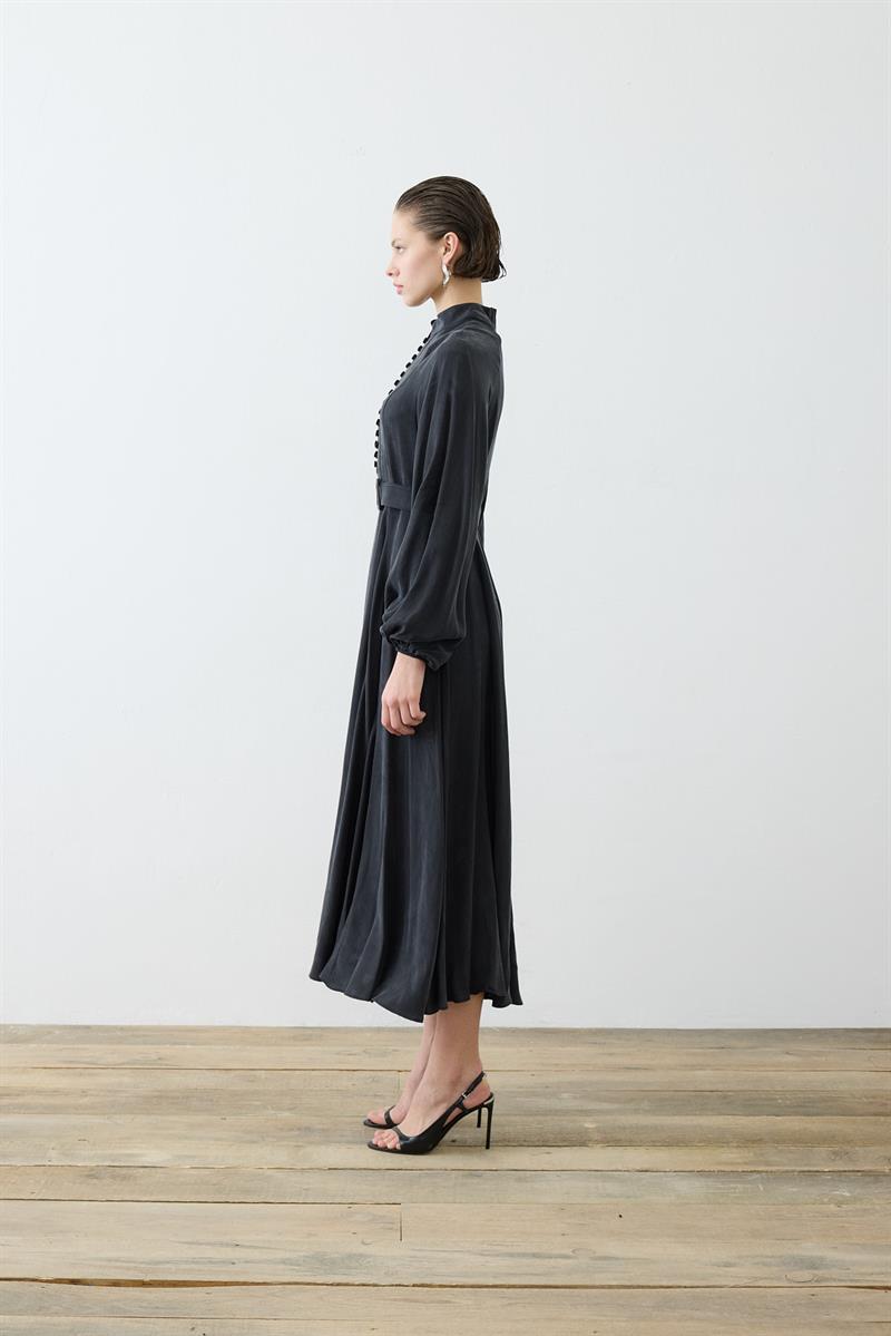 GLORIA YARIM BRİTLİ ELBİSE SİYAH