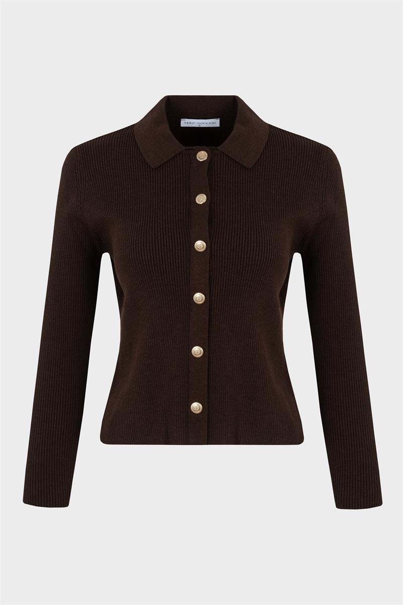 GOLD PAMUK TRİKO HIRKA KAHVE