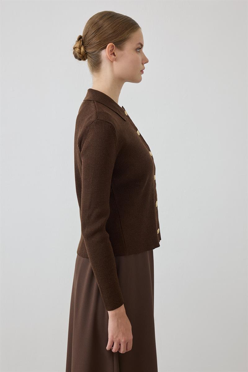 GOLD PAMUK TRİKO HIRKA KAHVE