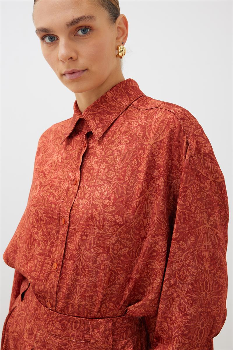 HELENA JACQUARD PLEATED PANTS SET ORANGE