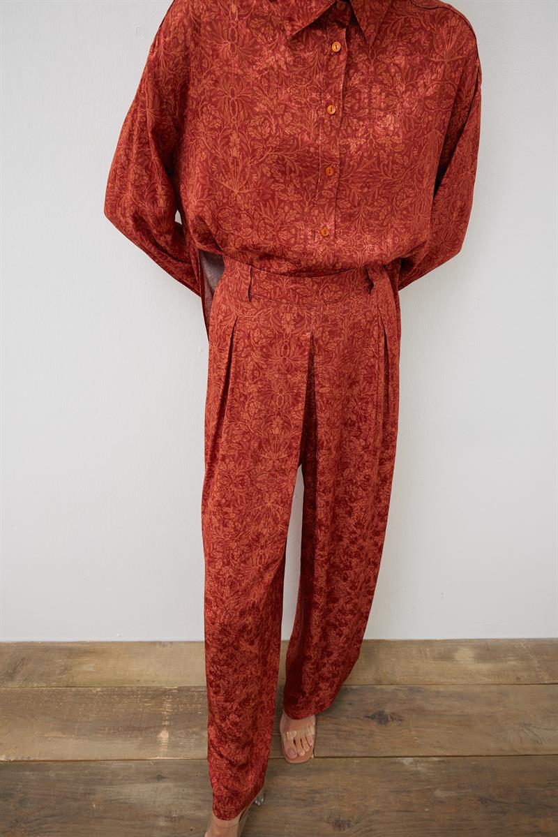 HELENA JACQUARD PLEATED PANTS SET ORANGE