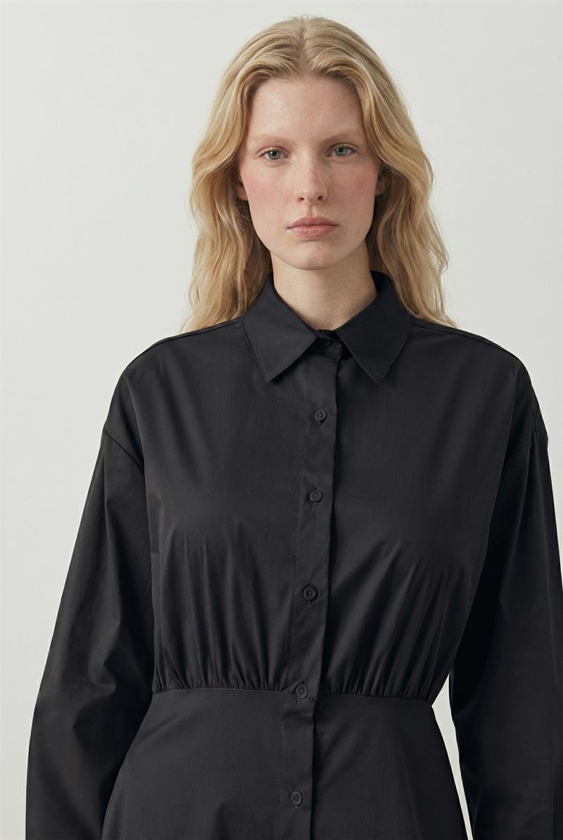 HERRY BÜZGÜLÜ KOTON ELBİSE SİYAH