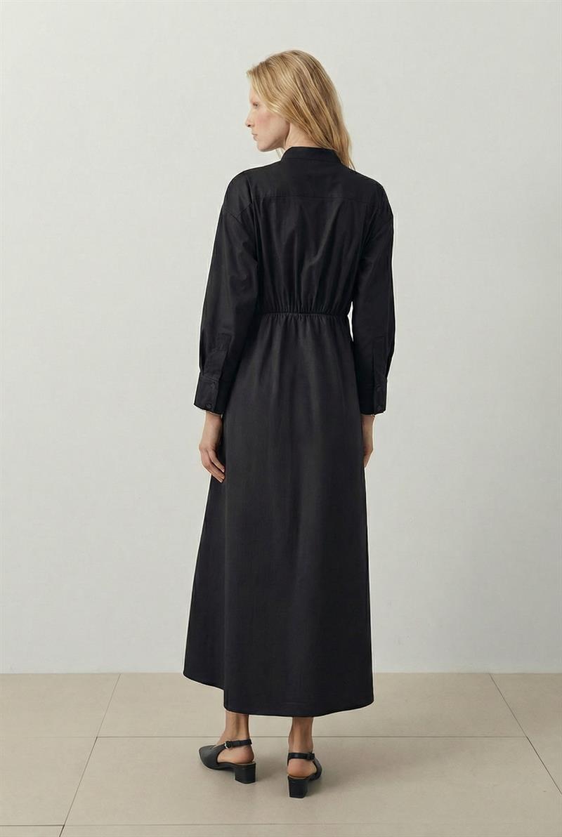 HERRY BÜZGÜLÜ KOTON ELBİSE SİYAH