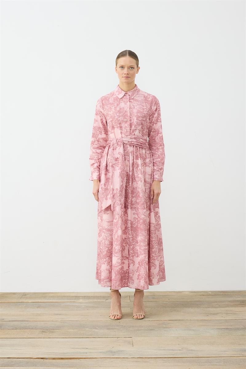 LADY DESENLİ VUAL ELBİSE PEMBE