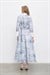 LADY LYOCELL DESENLİ YAKA DETAY ELBİSE BEBE MAVİ