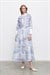 LADY LYOCELL DESENLİ YAKA DETAY ELBİSE BEBE MAVİ