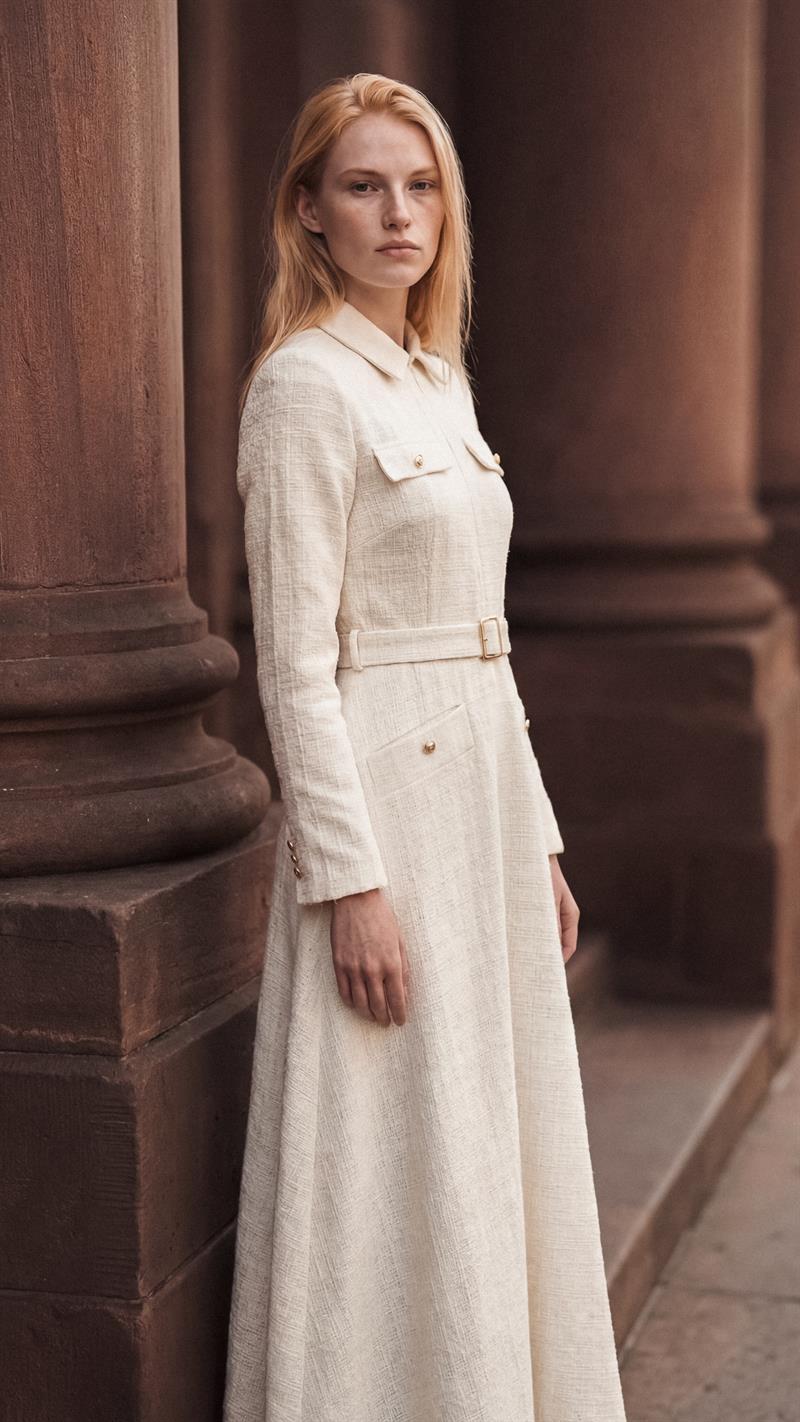 LADY TWEED DRESS ECRU