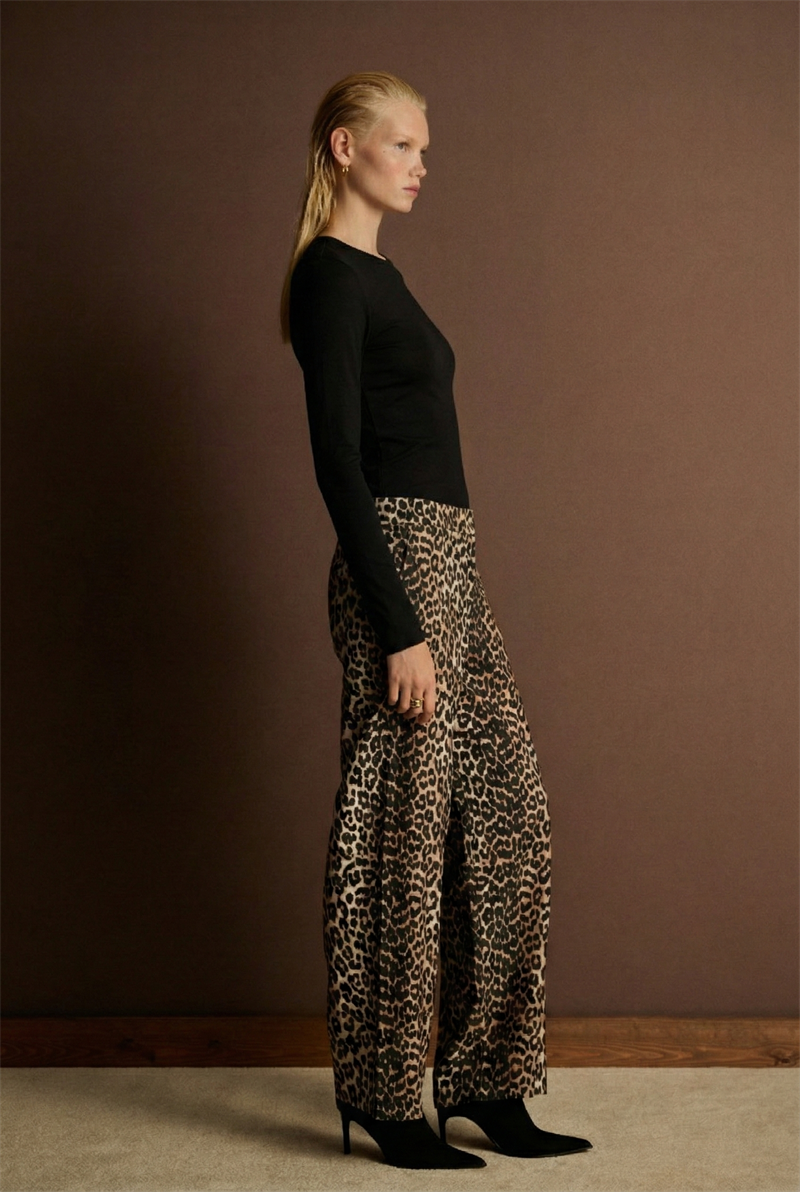 LEOPAR DESEN PANTOLON KAHVE