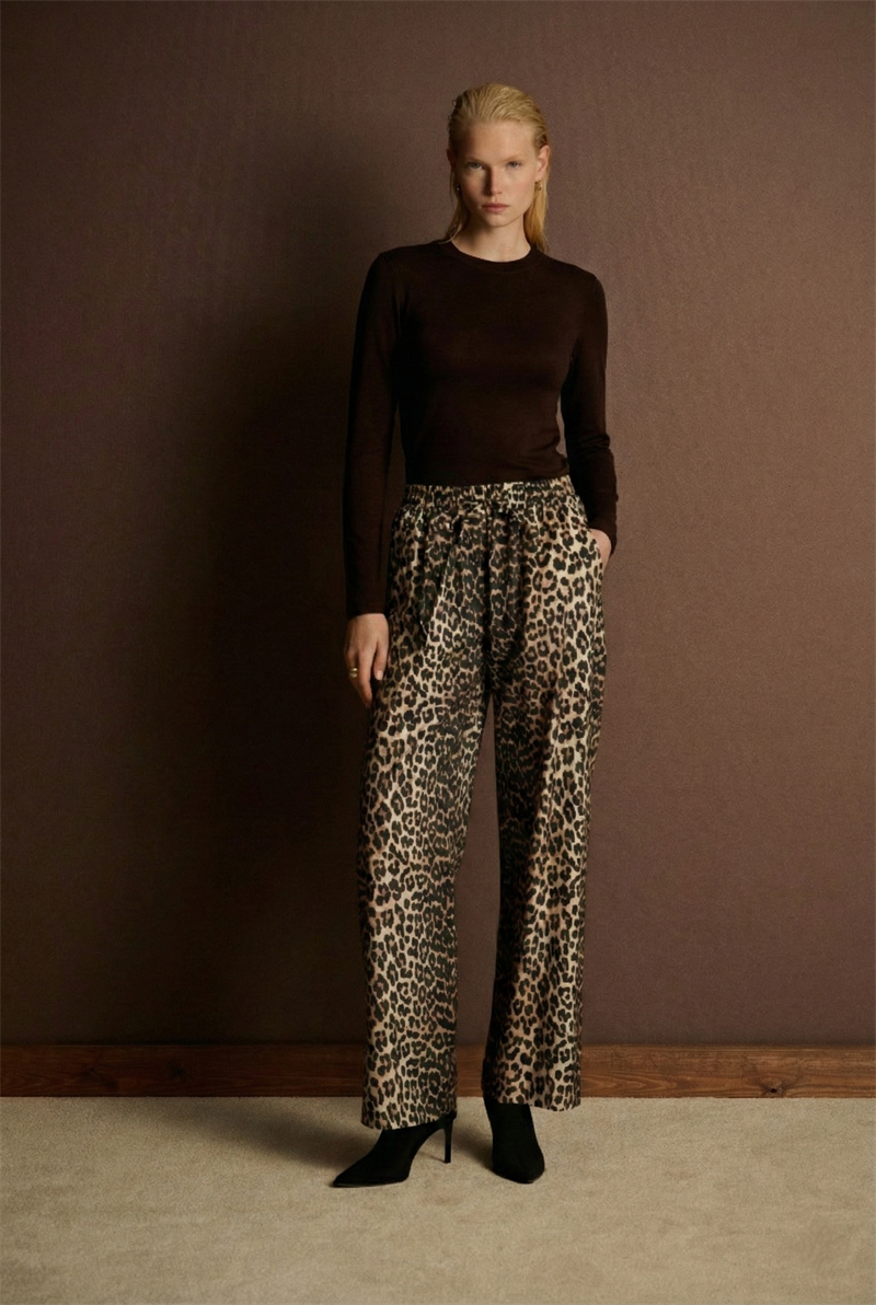 LEOPAR DESEN PANTOLON KAHVE