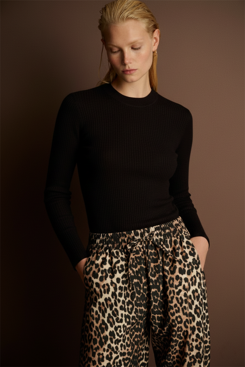 LEOPAR DESEN PANTOLON KAHVE