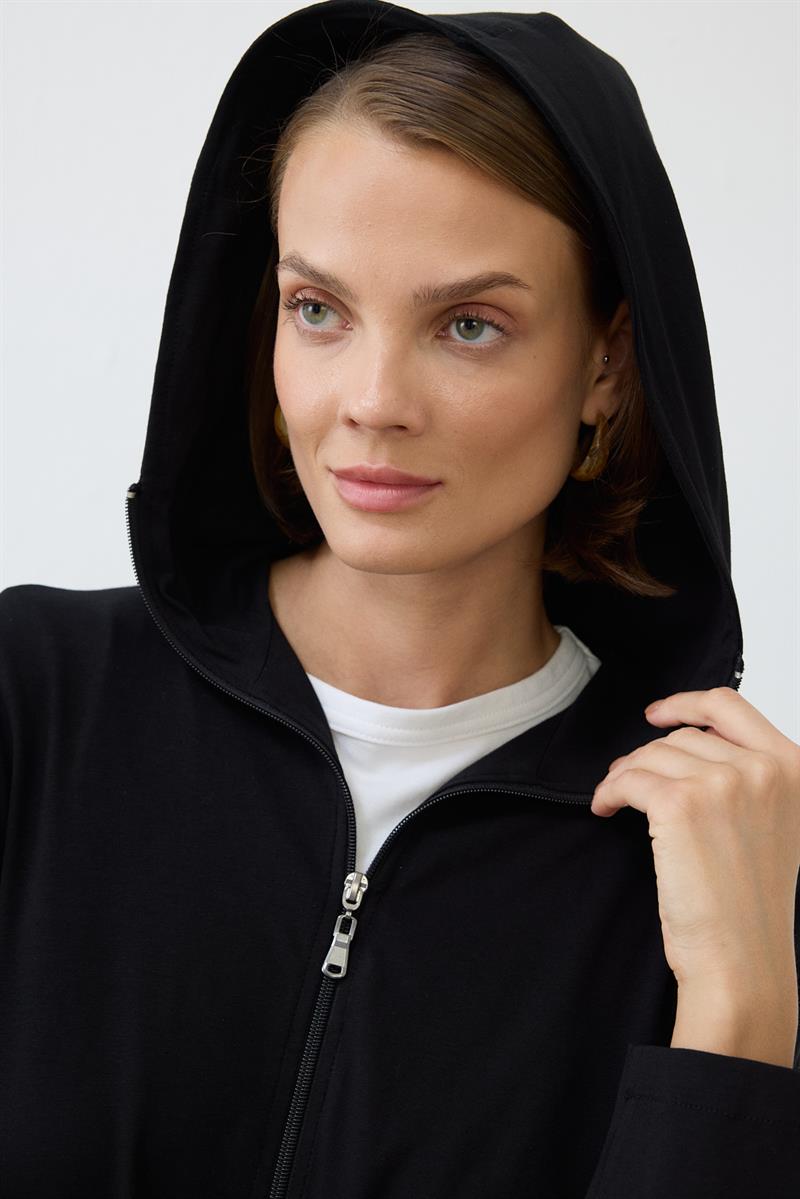 LİARA COMBED FULL LENGTH CAPE BLACK