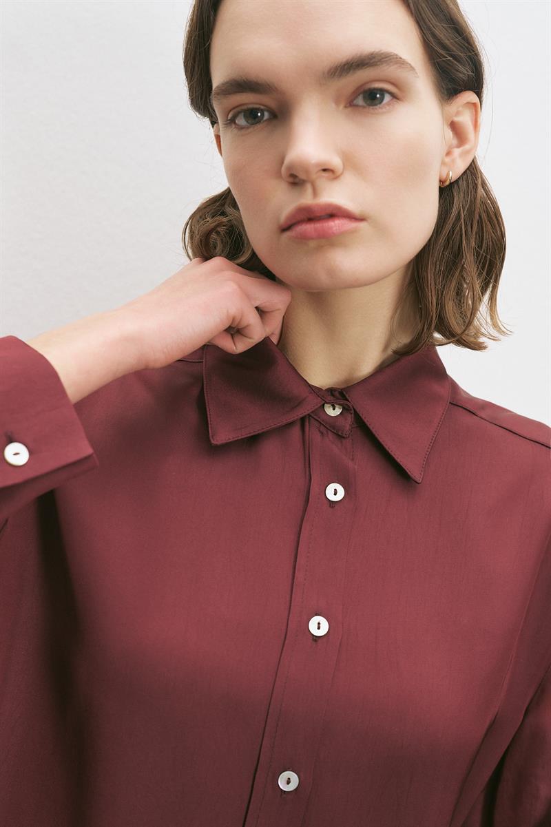 LİLAC ASETAT GÖMLEK BORDO