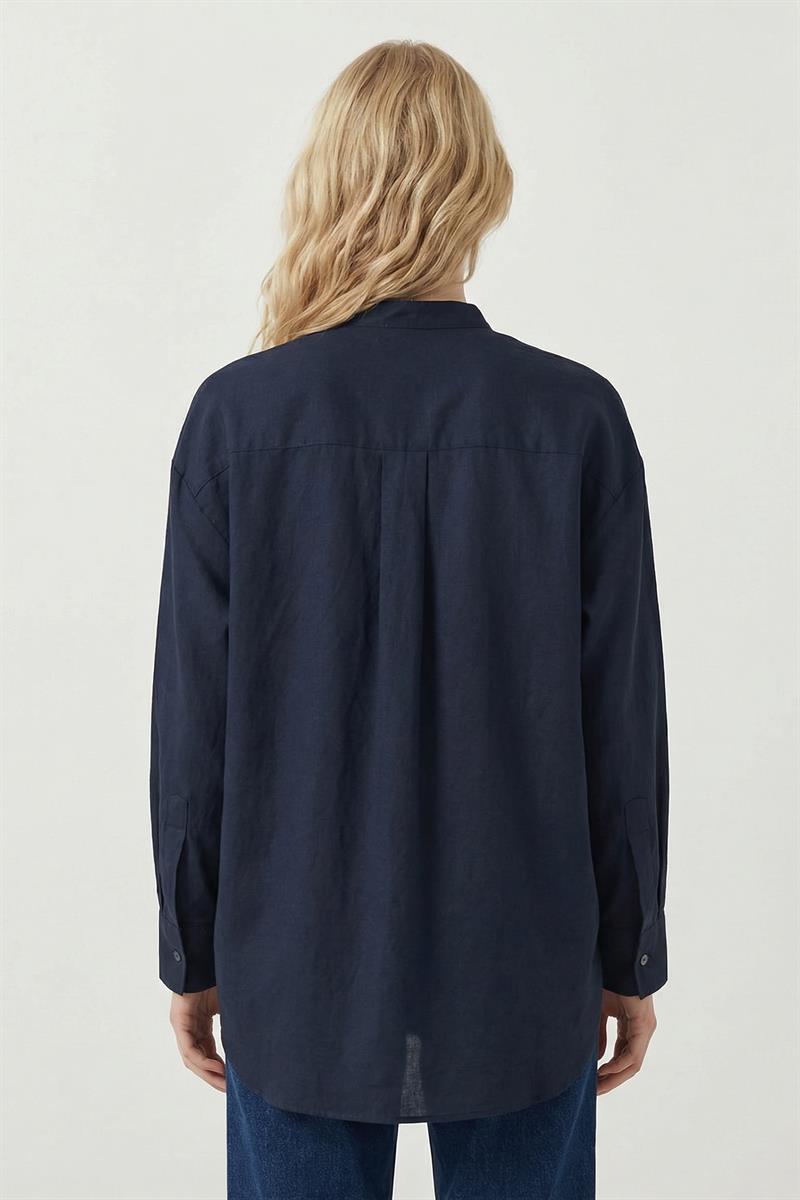 LİLAC ASETAT GÖMLEK LACİVERT