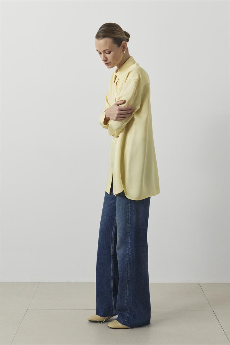 LİLAC ASETAT GÖMLEK SARI