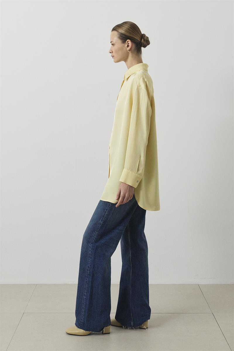 LİLAC ASETAT GÖMLEK SARI