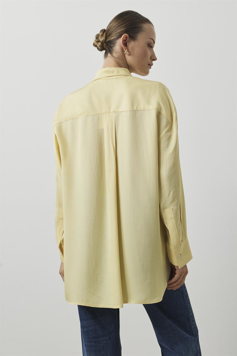 LİLAC ASETAT GÖMLEK SARI