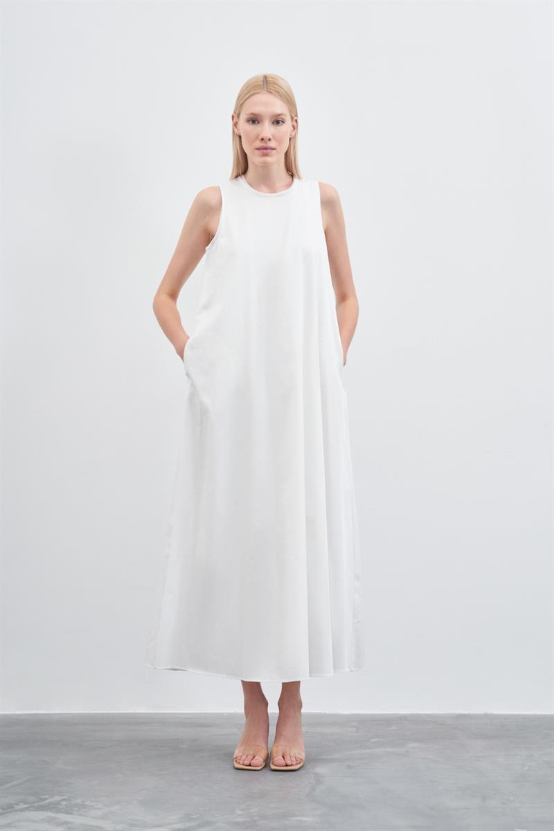 LISA SLEEVELESS COTTON DRESS ECRU