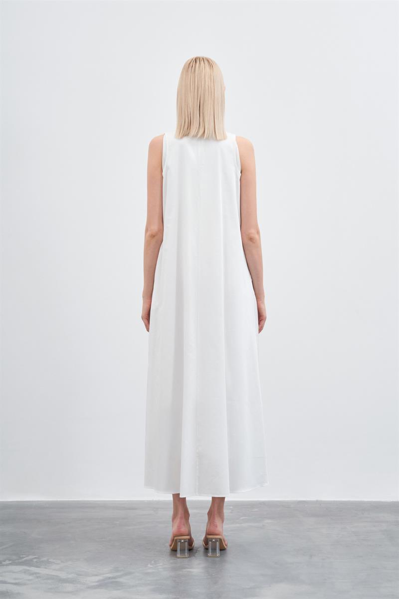 LISA SLEEVELESS COTTON DRESS ECRU