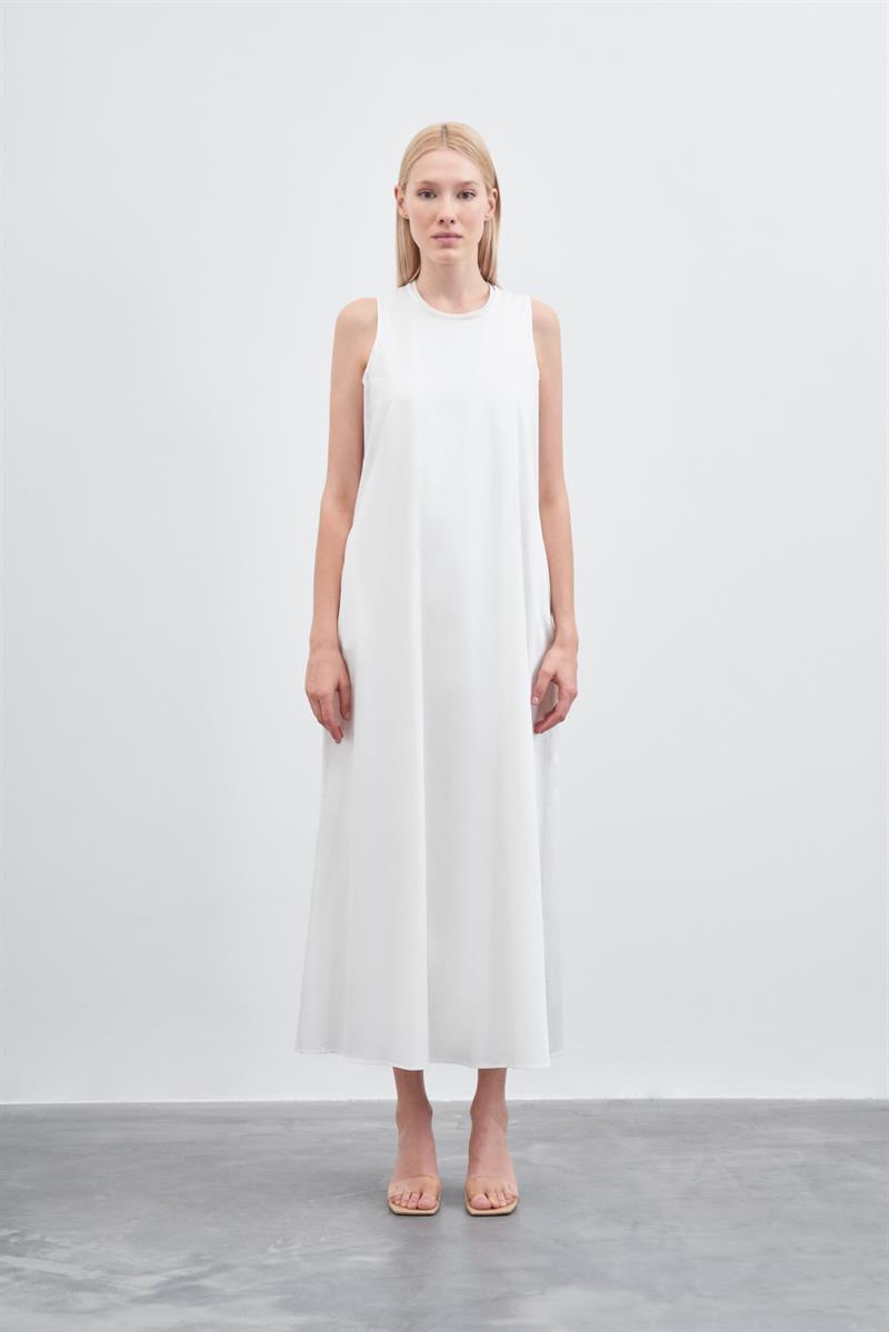LISA SLEEVELESS COTTON DRESS ECRU