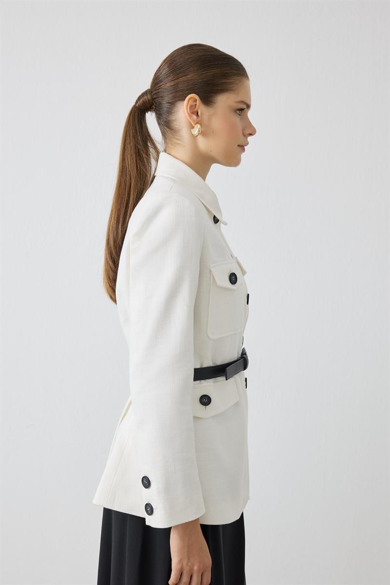 LORES DOKULU CEKET BEYAZ