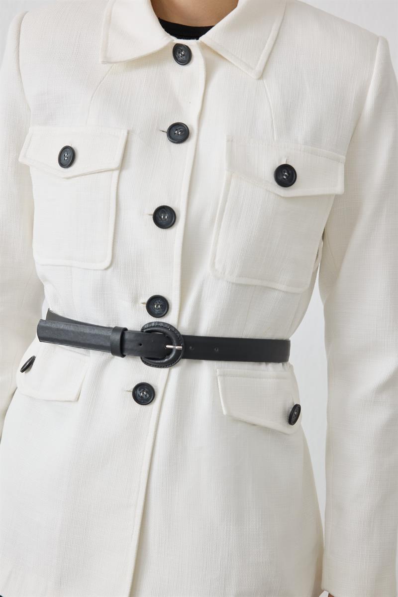 LORES DOKULU CEKET BEYAZ