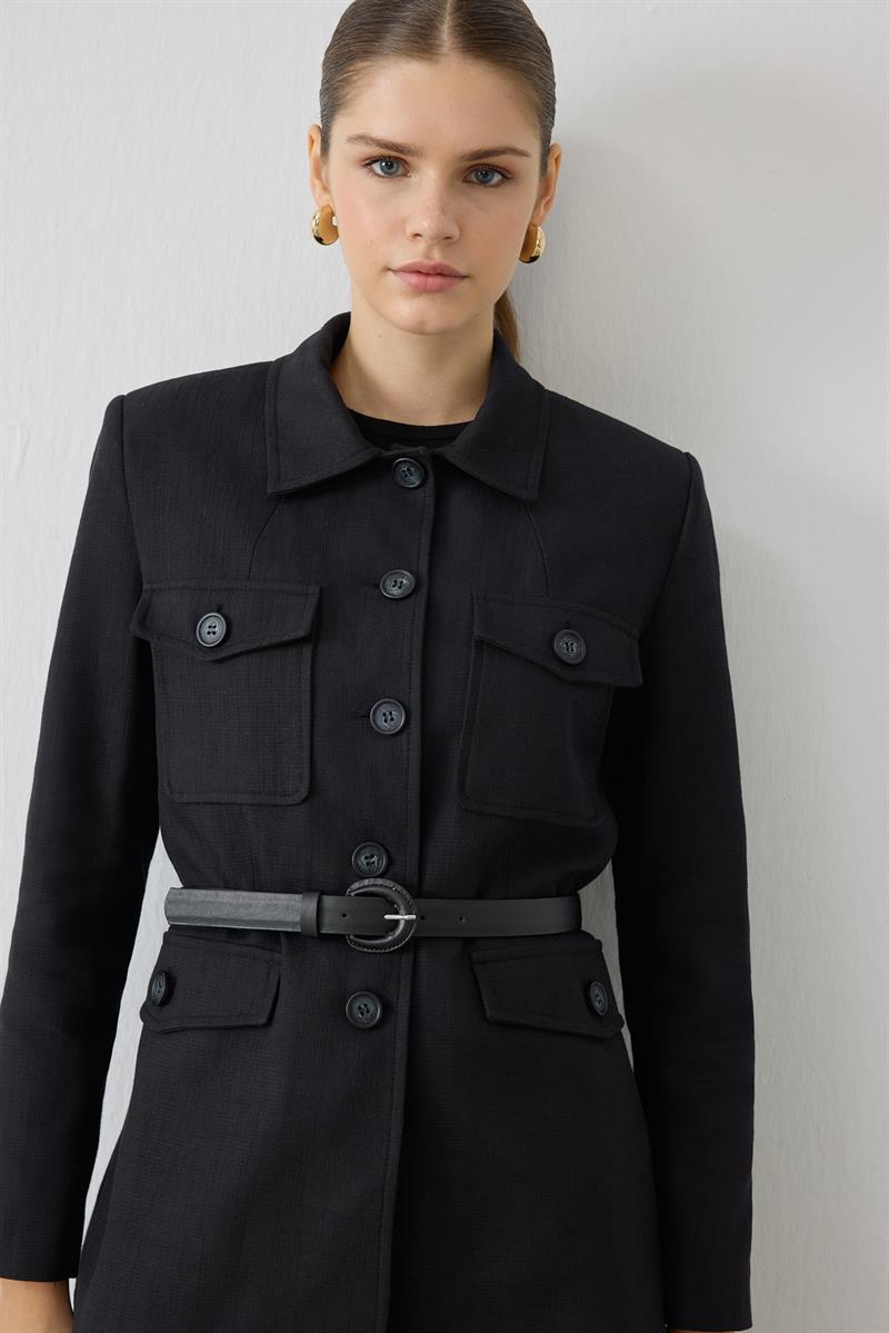 LORES DOKULU CEKET SİYAH