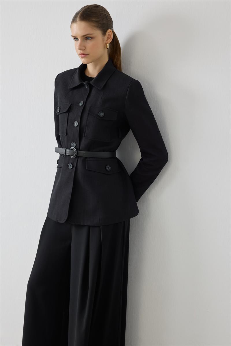 LORES DOKULU CEKET SİYAH