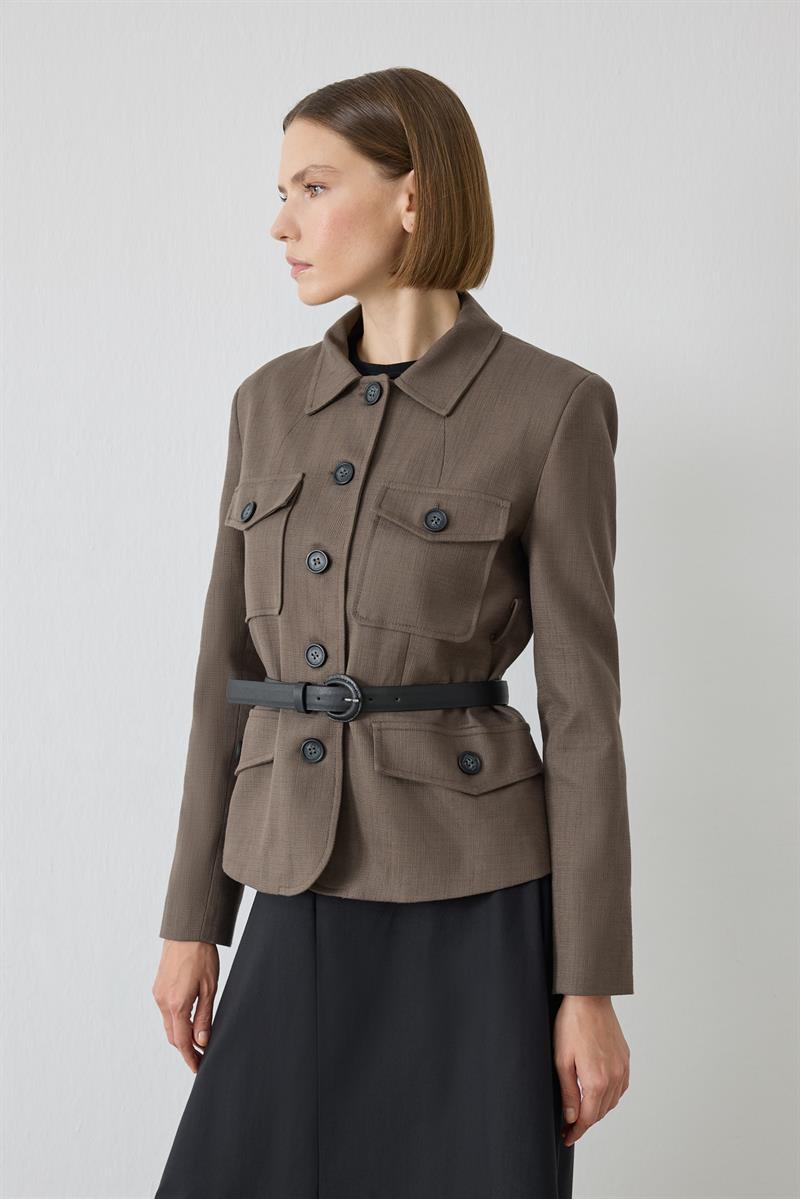 LORES DOKULU KISA CEKET ANTRASİT