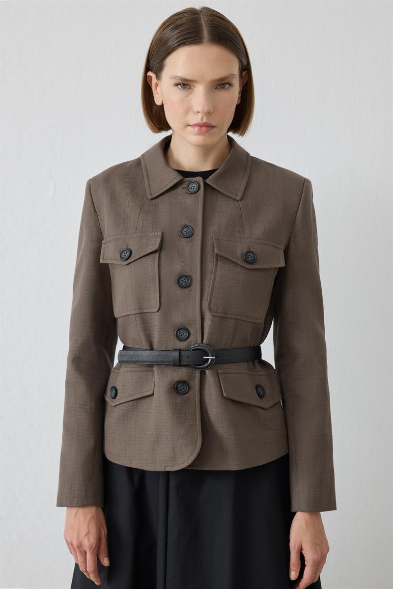 LORES DOKULU KISA CEKET ANTRASİT