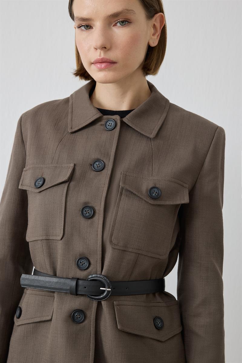 LORES DOKULU KISA CEKET ANTRASİT