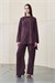 LUCAS LYOCELL SHAWL DETAIL PANTS SET BURGUNDY