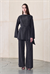 LUCAS LYOCELL SHAWL DETAIL PANTS SET BLACK