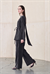 LUCAS LYOCELL SHAWL DETAIL PANTS SET BLACK